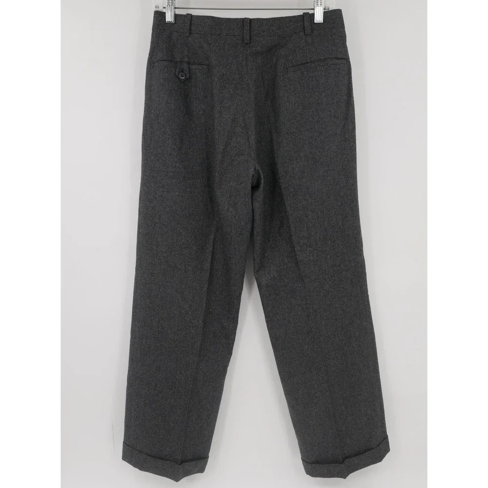 Giacomo Trabalza Dress Pants Gray Wool Flannel Pleated Cuffed Men's 30x30